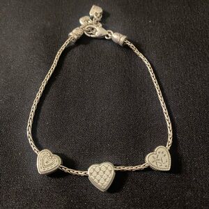 Brighton enchanted hearts sliding charms anklet. Silver plated